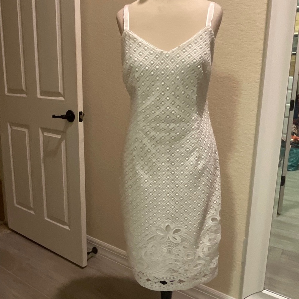 White House Black Market White Lace Dress Sz 4